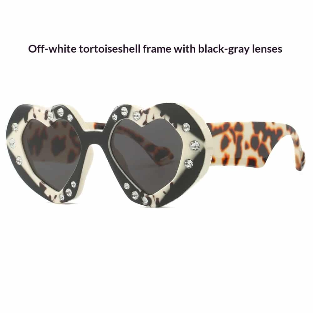 Lunettes de soleil en forme de cœur incrustées de diamant. Lunettes de soleil décoratives pour femmes – Image 7