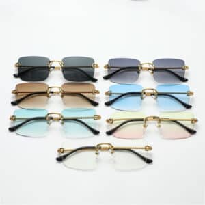 Lunettes de soleil à dégradé sans cadre en métal à la mode pour femmes