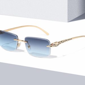 Lunettes de soleil carrées sans cadre décoratives à la mode pour femmes