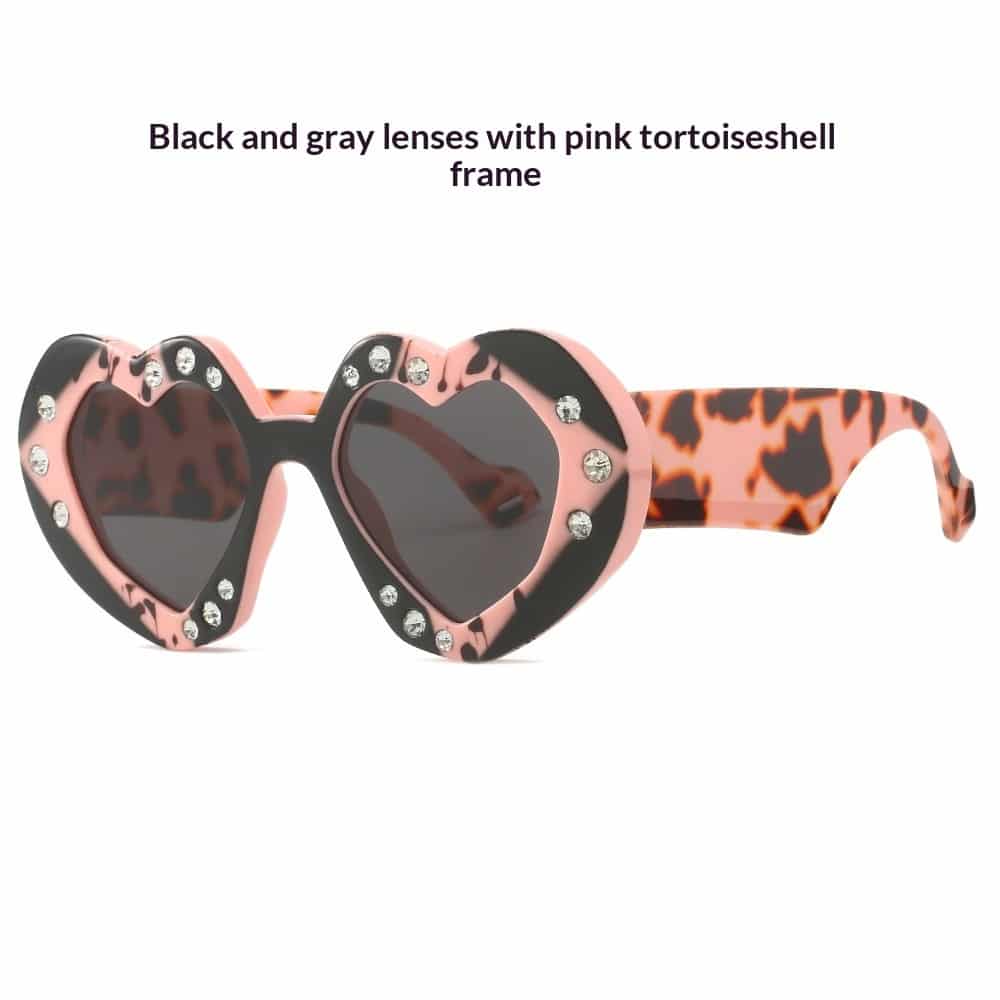 Lunettes de soleil en forme de cœur incrustées de diamant. Lunettes de soleil décoratives pour femmes – Image 9