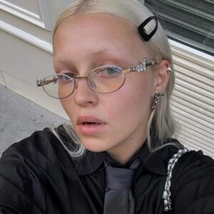 Lunettes à cadre optique en métal ovale diamant pour femmes
