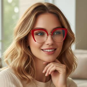 Lunettes de vue décontractées à demi-monture surdimensionnée de style tendance. Lunettes de protection contre la lumière bleue