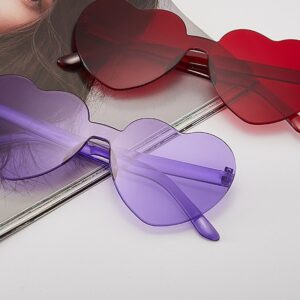 Lunettes sans monture en forme de cœur d’amour en couleur et de mode pour femmes