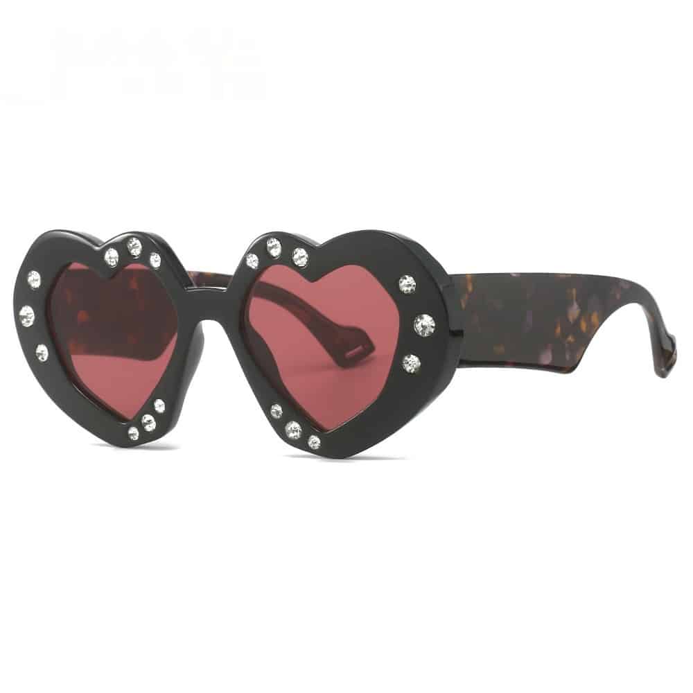 Lunettes de soleil en forme de cœur incrustées de diamant. Lunettes de soleil décoratives pour femmes – Image 2