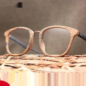 Lunettes en bois à grain à grande monture à la mode