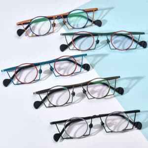 Lunettes rondes rétro en titane pur avec monture assortie à la mode pour hommes et femmes