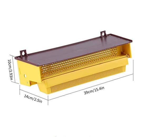 Outil d’apiculture pour collecteur de pollen en plastique pour détacher la poudre de ruche, set de nid d’abeille jaune en nid d’abeille avec plateau à pollen ventilé amovible – Image 3