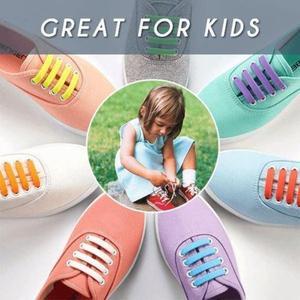 Lot de 16 paires de lacets de chaussures sans noeux pour enfants