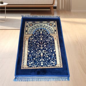 Tapis de prière en flanelle épais Qibla pratique et résistant aux taches
