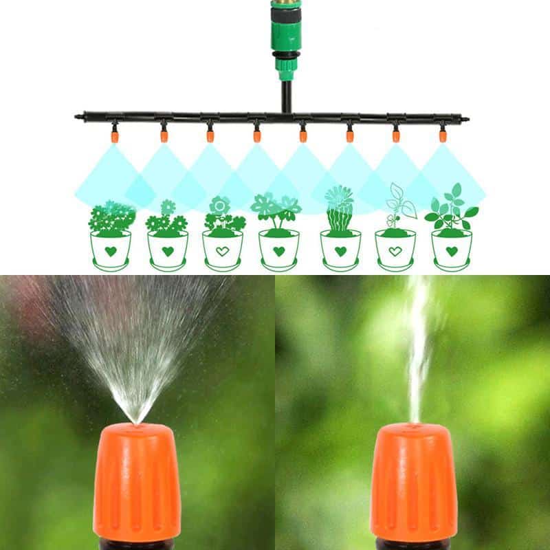 Kit d'arrosage automatique de jardin par brumisation avec 10 à 30m de tuyau et 10 à 20 buses de pulvérisation réglables – Image 9