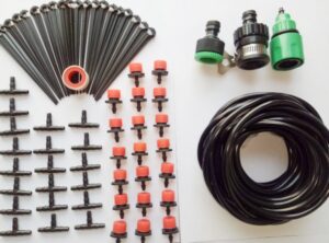 Kit d’arrosage automatique de jardin par brumisation avec 25m de tuyau et 20 buses de pulvérisation réglables