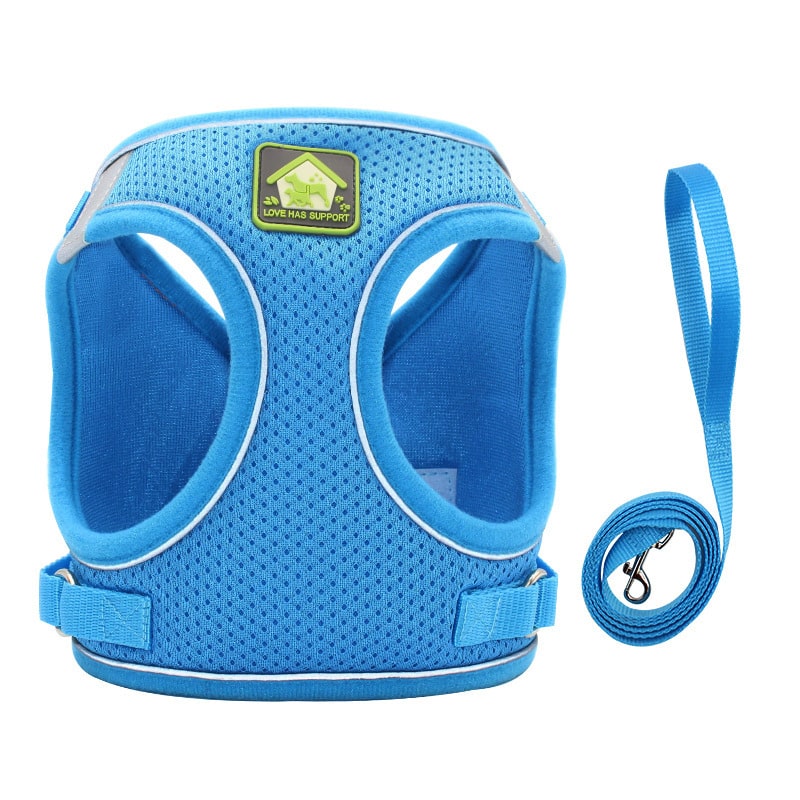 Harnais et laisse pour chats et chiens. Gilet de promenade ajustable souple à bande réfléchissante – Image 4