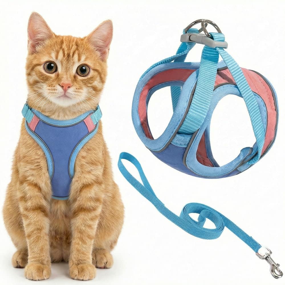 Harnais et laisse pour chats et chiens ajustable pour la marche et la promenade