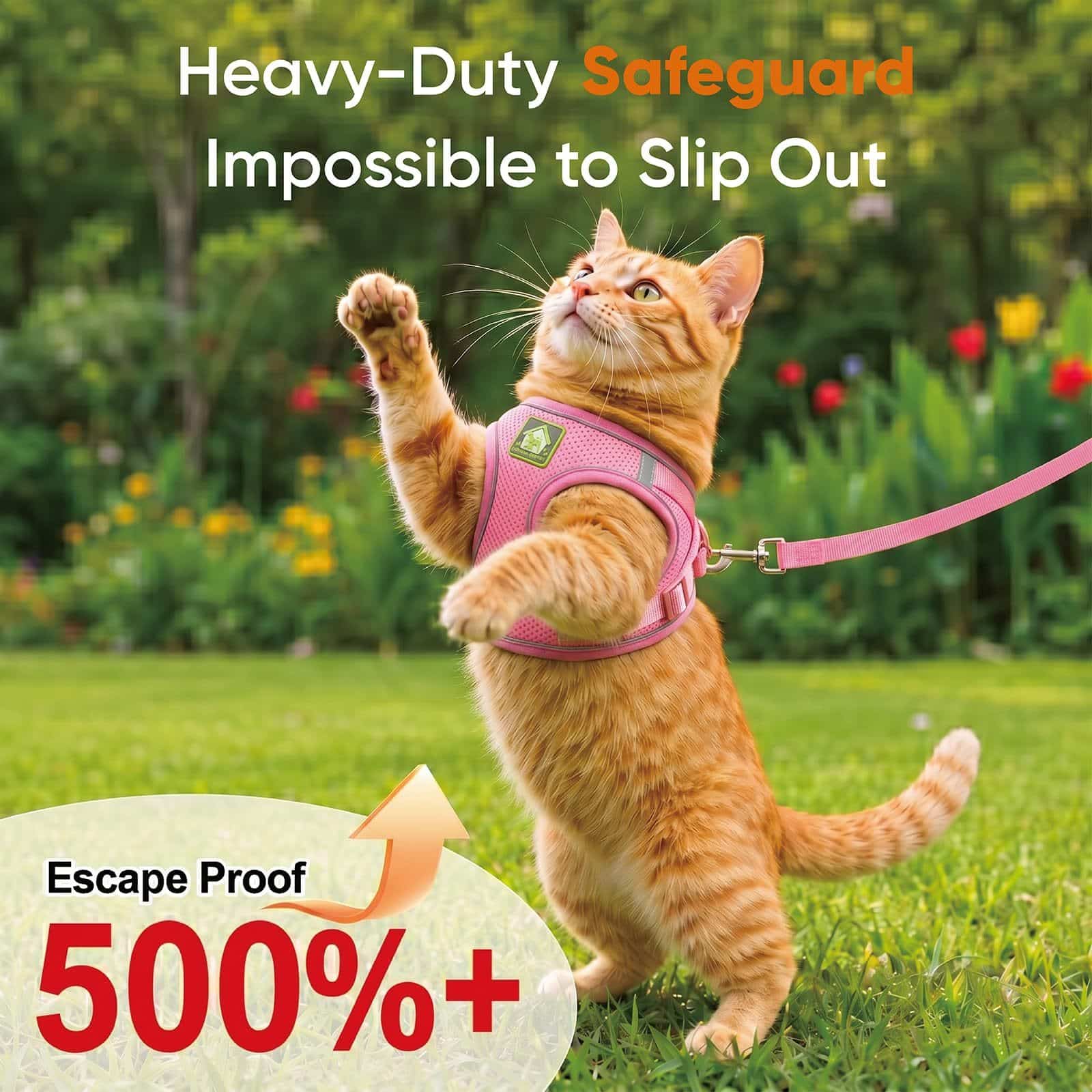 Harnais et laisse pour chats et chiens. Gilet de promenade ajustable souple à bande réfléchissante – Image 2