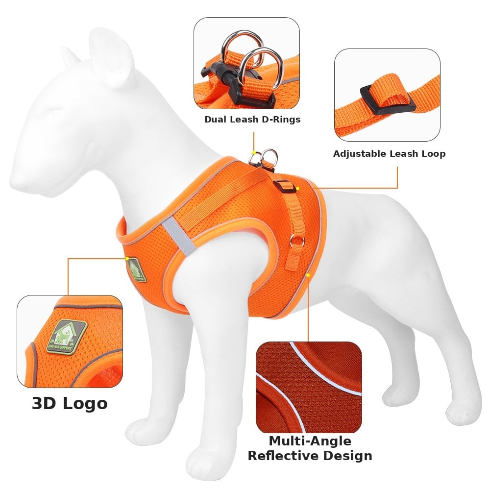 Harnais et laisse pour chats et chiens. Gilet de promenade ajustable souple à bande réfléchissante – Image 10