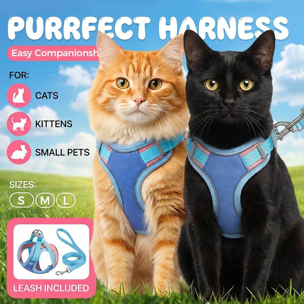 Harnais et laisse pour chats et chiens ajustable pour la marche et la promenade – Image 9