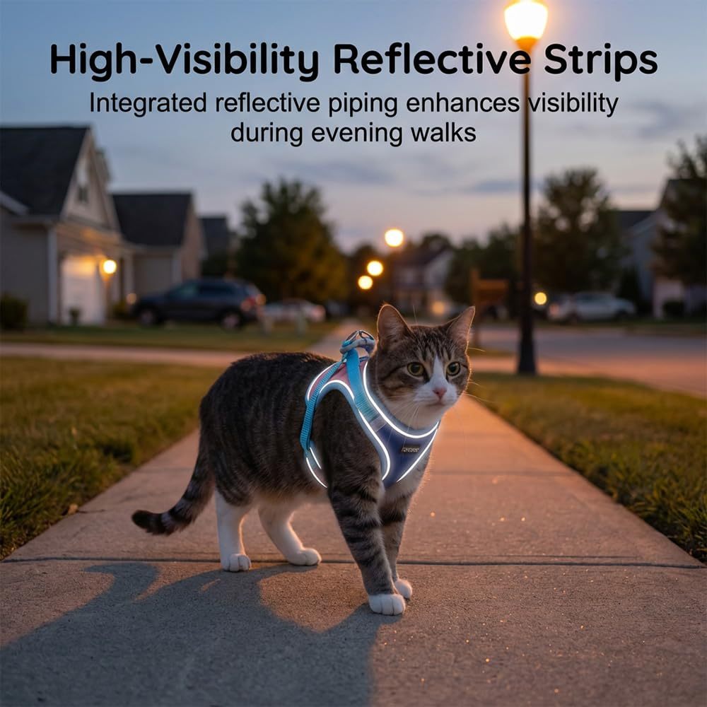 Harnais et laisse pour chats et chiens ajustable pour la marche et la promenade – Image 8