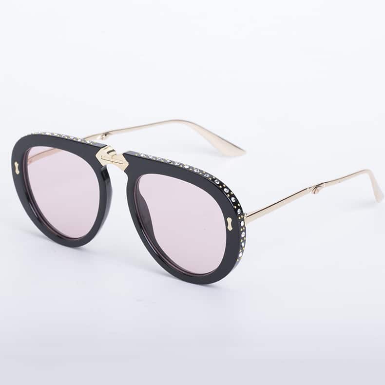 Lunettes de soleil pliables incrustées de diamants à la mode pour femmes. Style célébrité – Image 3