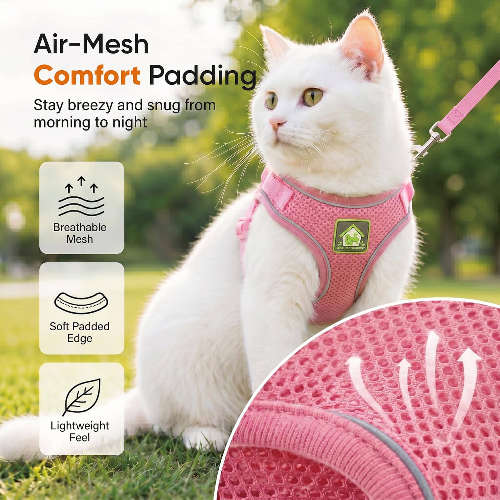 Harnais et laisse pour chats et chiens. Gilet de promenade ajustable souple à bande réfléchissante – Image 6