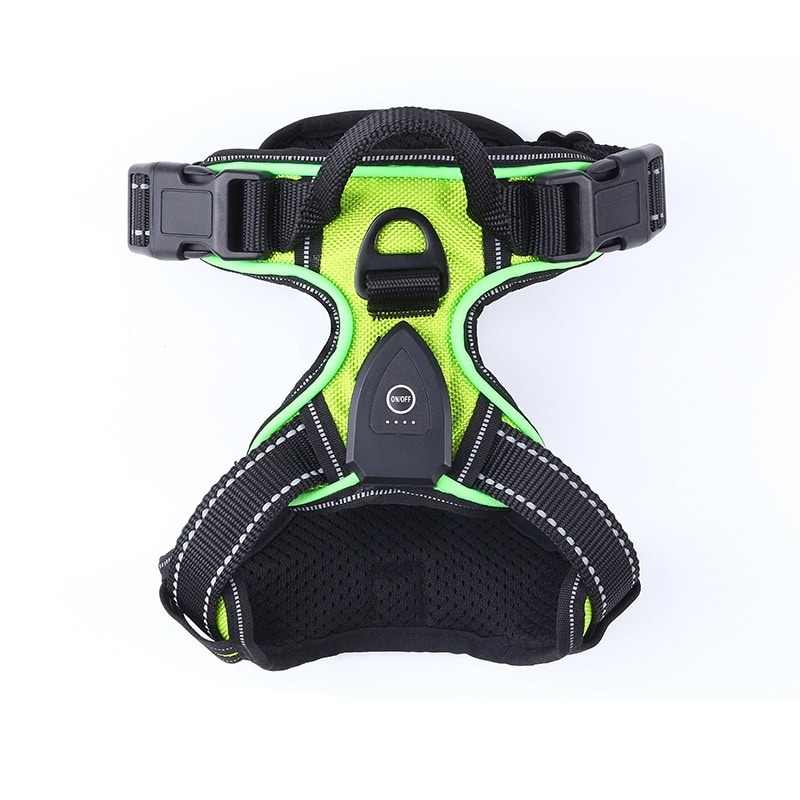 Harnais et laisse lumineux LED pour chats et chiens idéal pour la promenade nocturne. Gilet clignotant réglable anticollision – Image 7