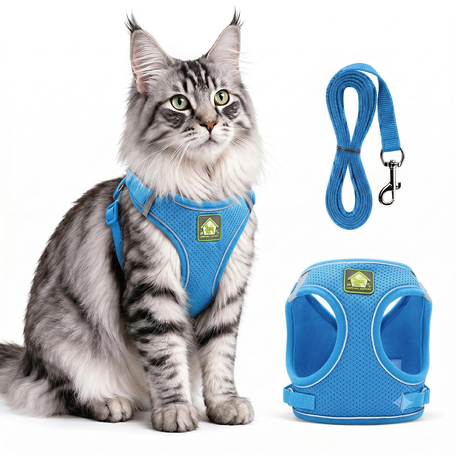 Harnais et laisse pour chats et chiens. Gilet de promenade ajustable souple à bande réfléchissante