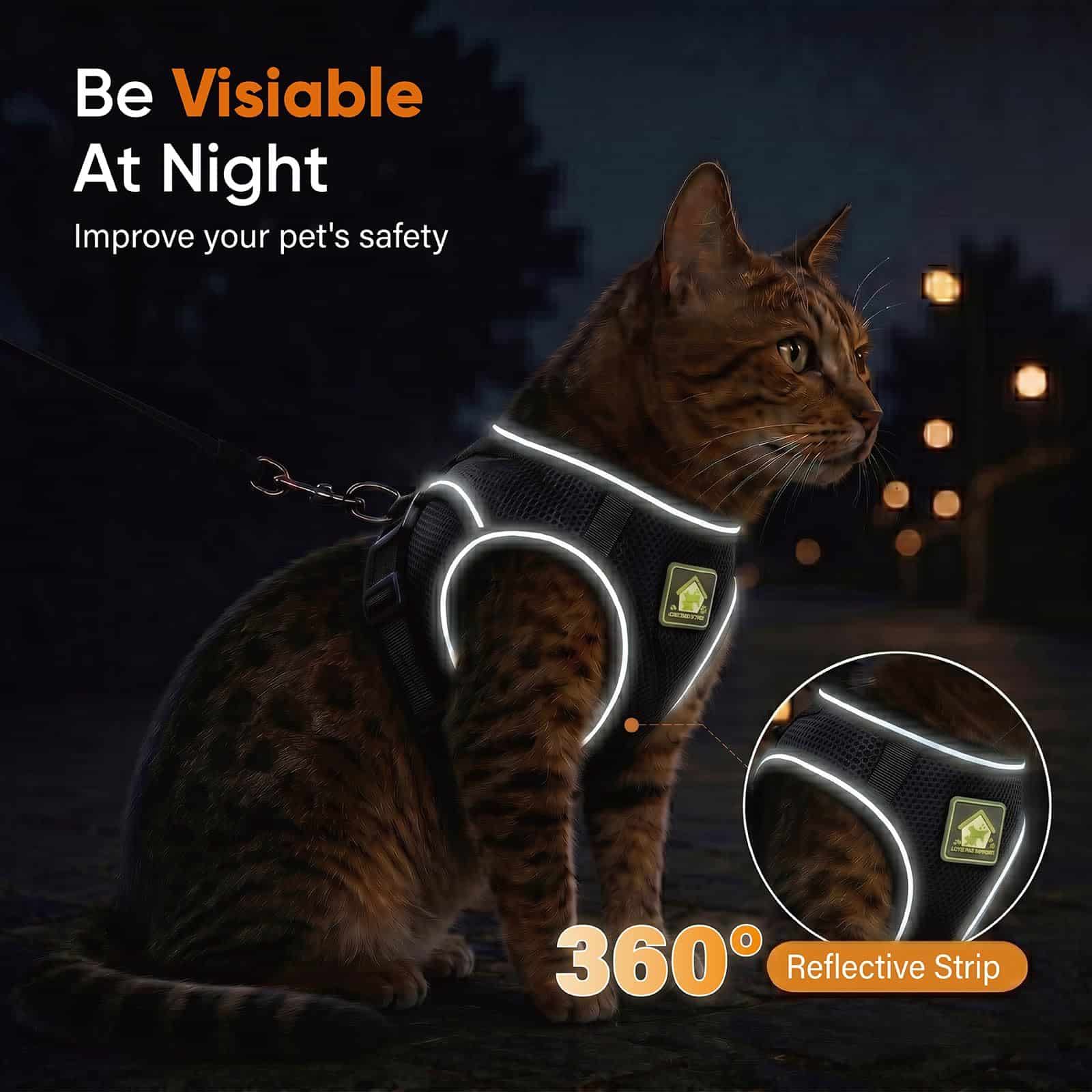 Harnais et laisse pour chats et chiens. Gilet de promenade ajustable souple à bande réfléchissante – Image 8