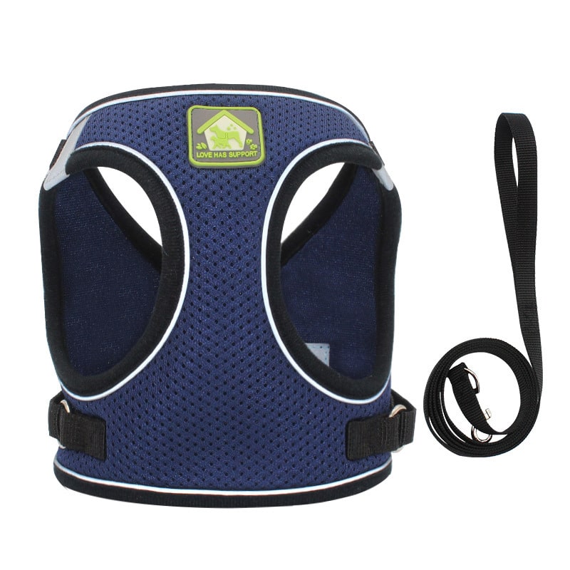 Harnais et laisse pour chats et chiens. Gilet de promenade ajustable souple à bande réfléchissante – Image 9